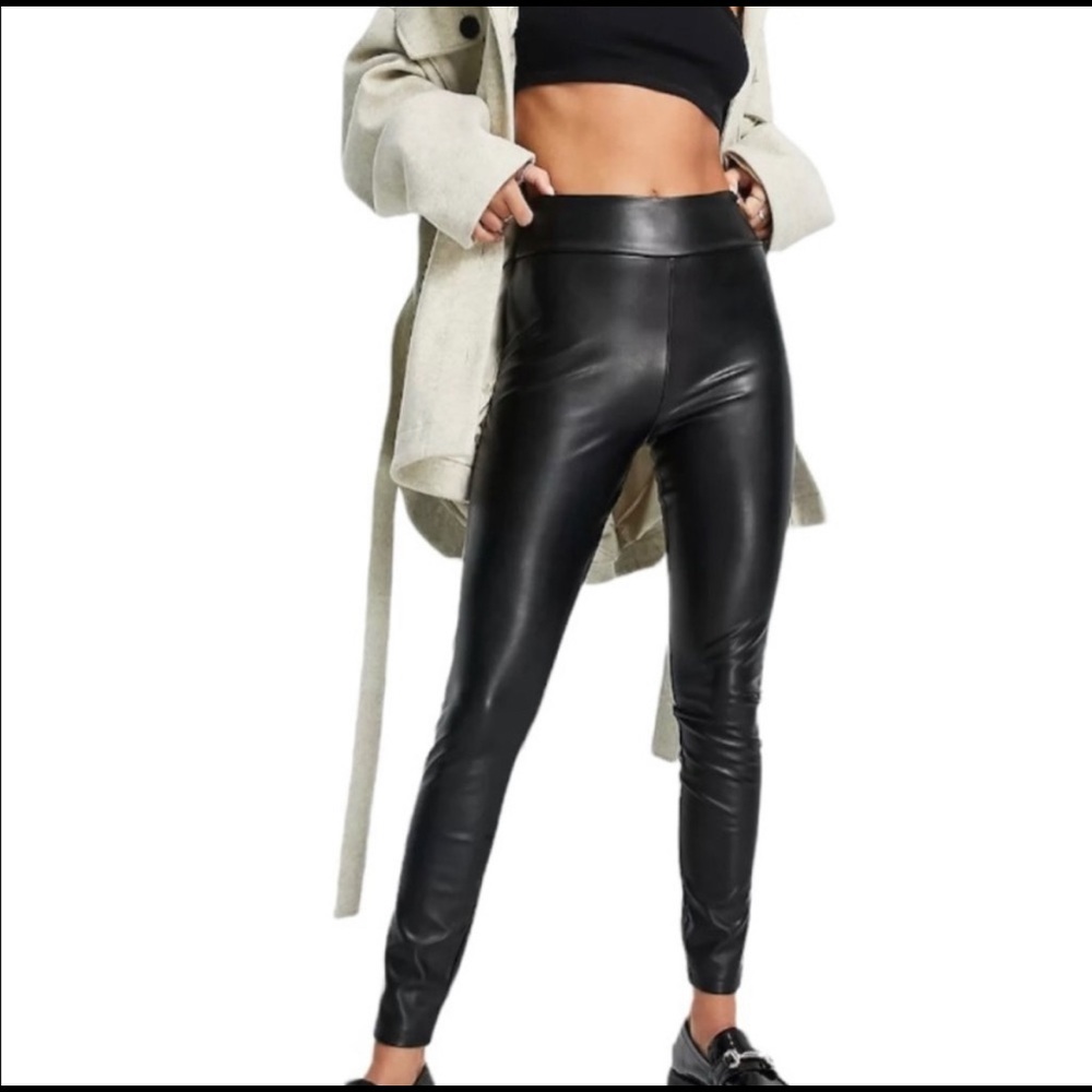 Like new! XS vegan leather leggings with high waist.
